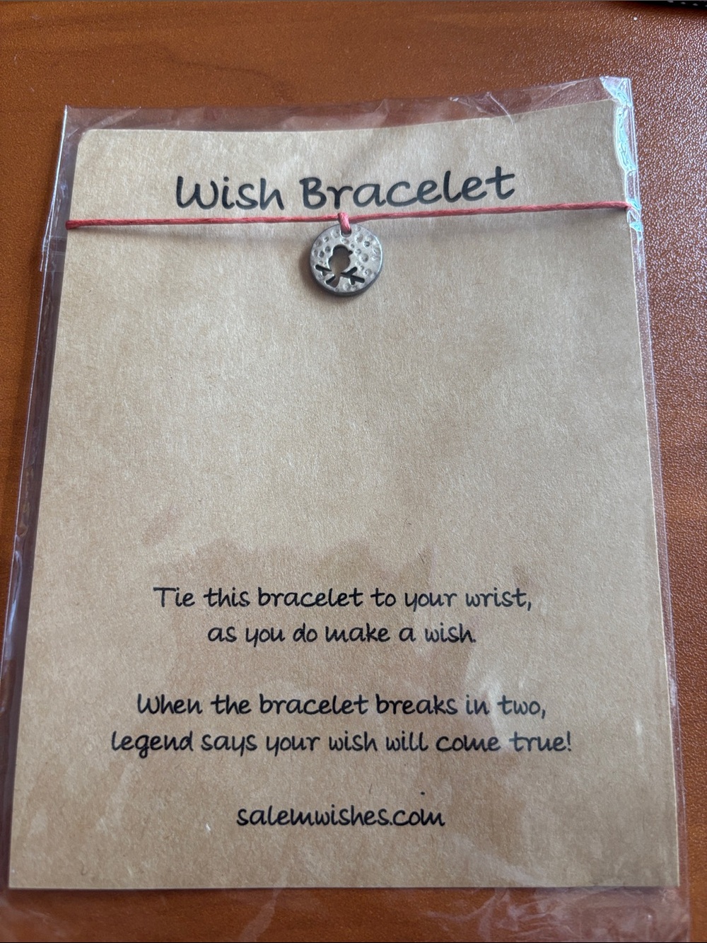 Wish Bracelet with Silver Charm - Pink Cord